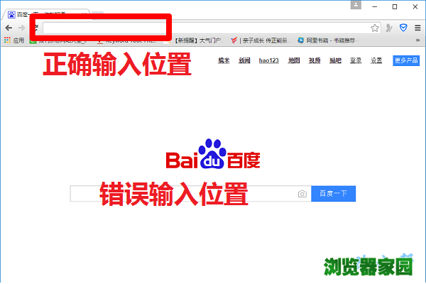 浏览器中正确的输入位置